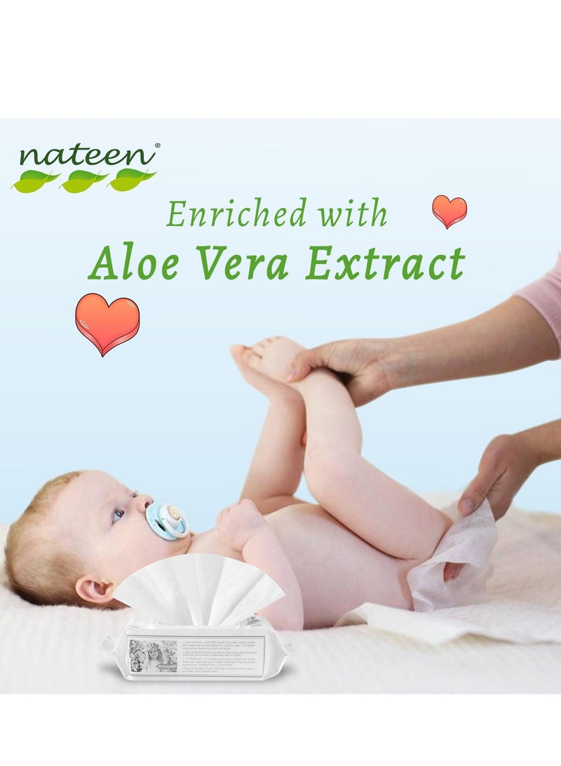 Nateen Baby Wipes,80s x 1 Pack (80 Wipes), Wipes of 99% water for Baby,Multi Purpose Cleaning Baby Wet Wipes With Aloe Vera Extract for Sensitive Skin. - Image 4